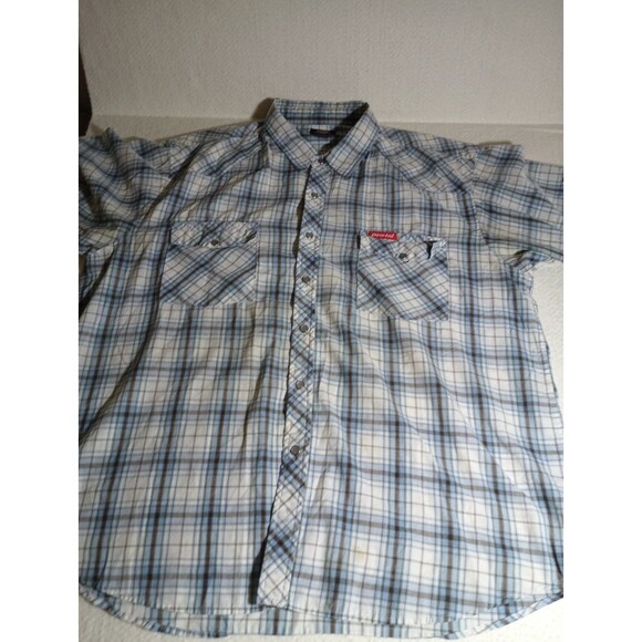 Dickies Western Shirt Mens 2XL Plaid Pearl Snap Short Sleeve Cowboy Style - Picture 1 of 13